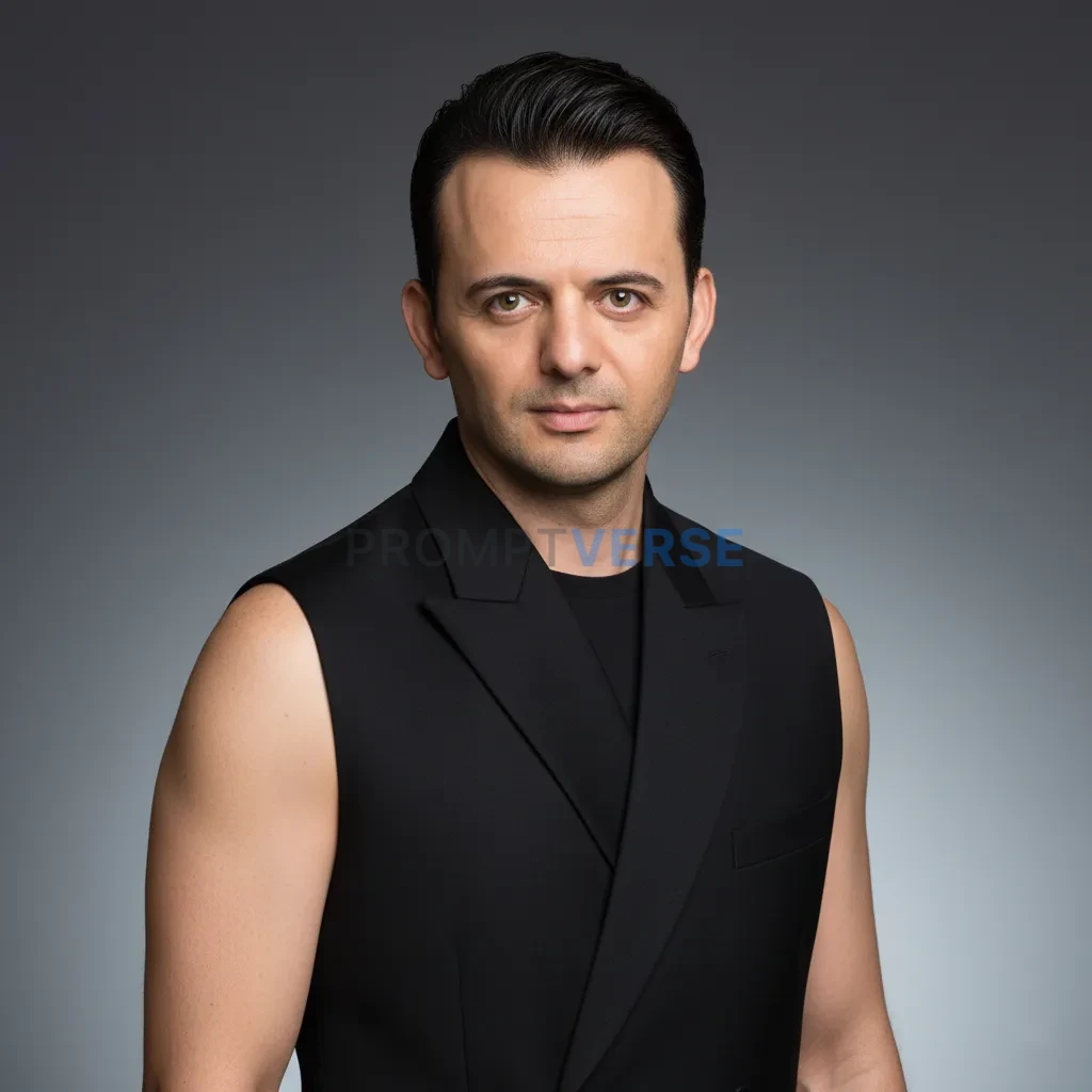 Editorial cinematic portrait, person with sleek hairstyle, minimal high-fashion outfit, soft gradient background. - PromptVerse