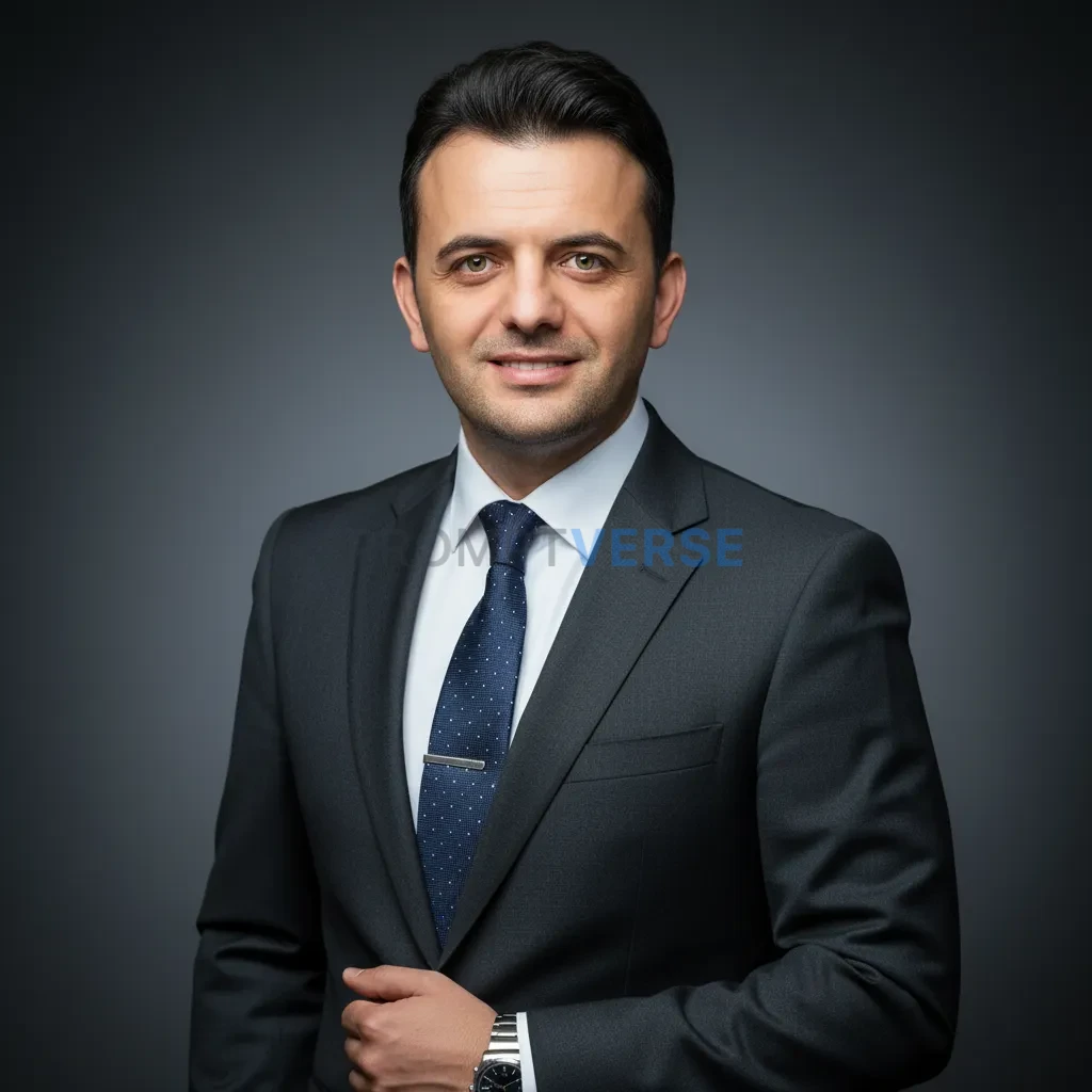 Cinematic portrait, person in a tailored suit with subtle accessories, professional studio lighting, LinkedIn headshot style. - PromptVerse