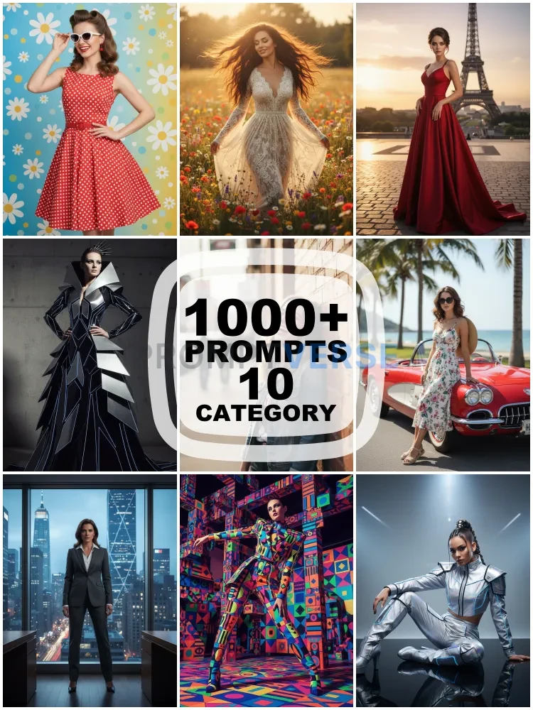 1000+ Women's Portrait AI Prompts | Gemini, Midjourney, DALL-E 3 | Barbie, Cinematic, Luxury & Fashion Styles for Stunning AI Photography