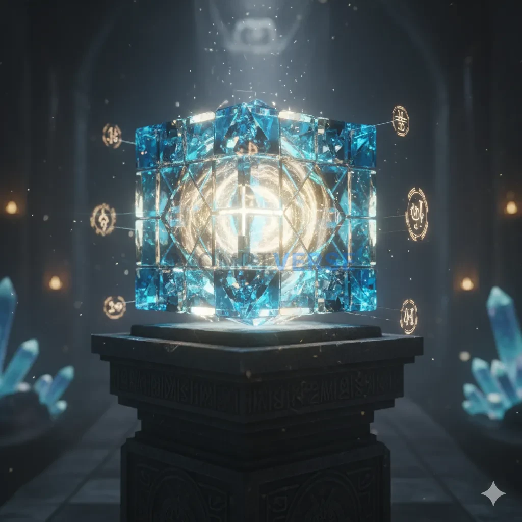 A "holocron" from a sci-fi universe, a glowing, crystalline data storage device that contains ancient knowledge. - PromptVerse